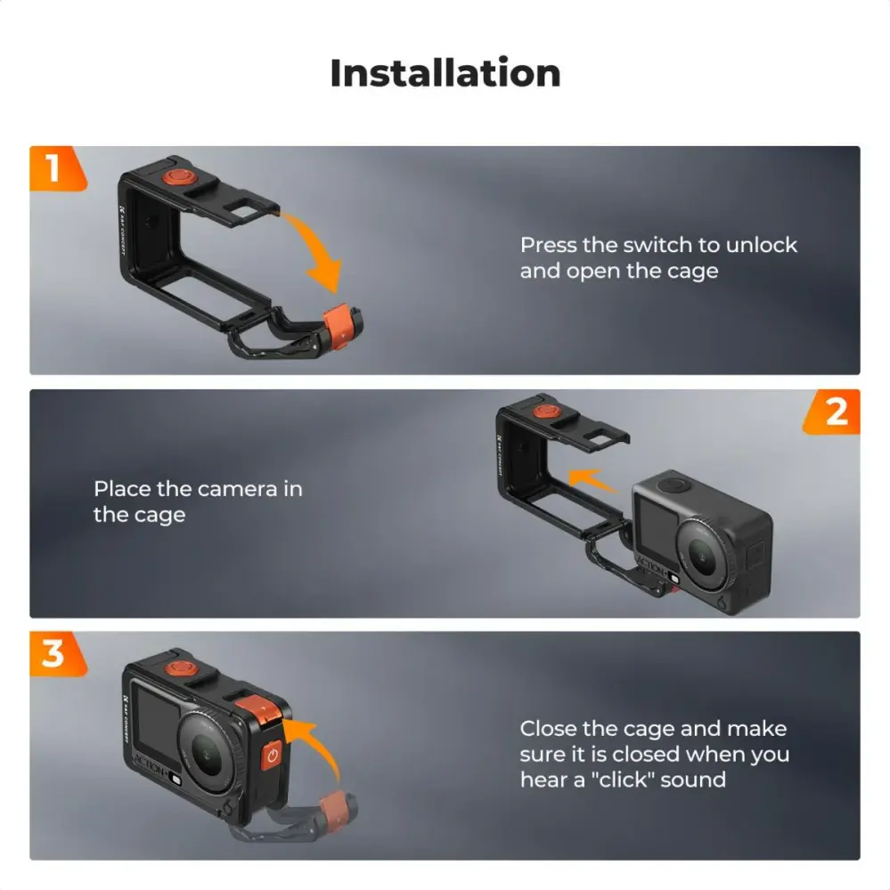 K&F Concept kamerakehikko DJI Osmo Action 6:lle