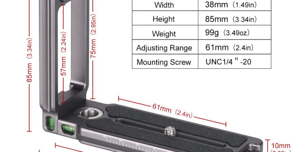 Sunwayfoto L-Bracket universal för systemkameror Arca Swiss QD-hål