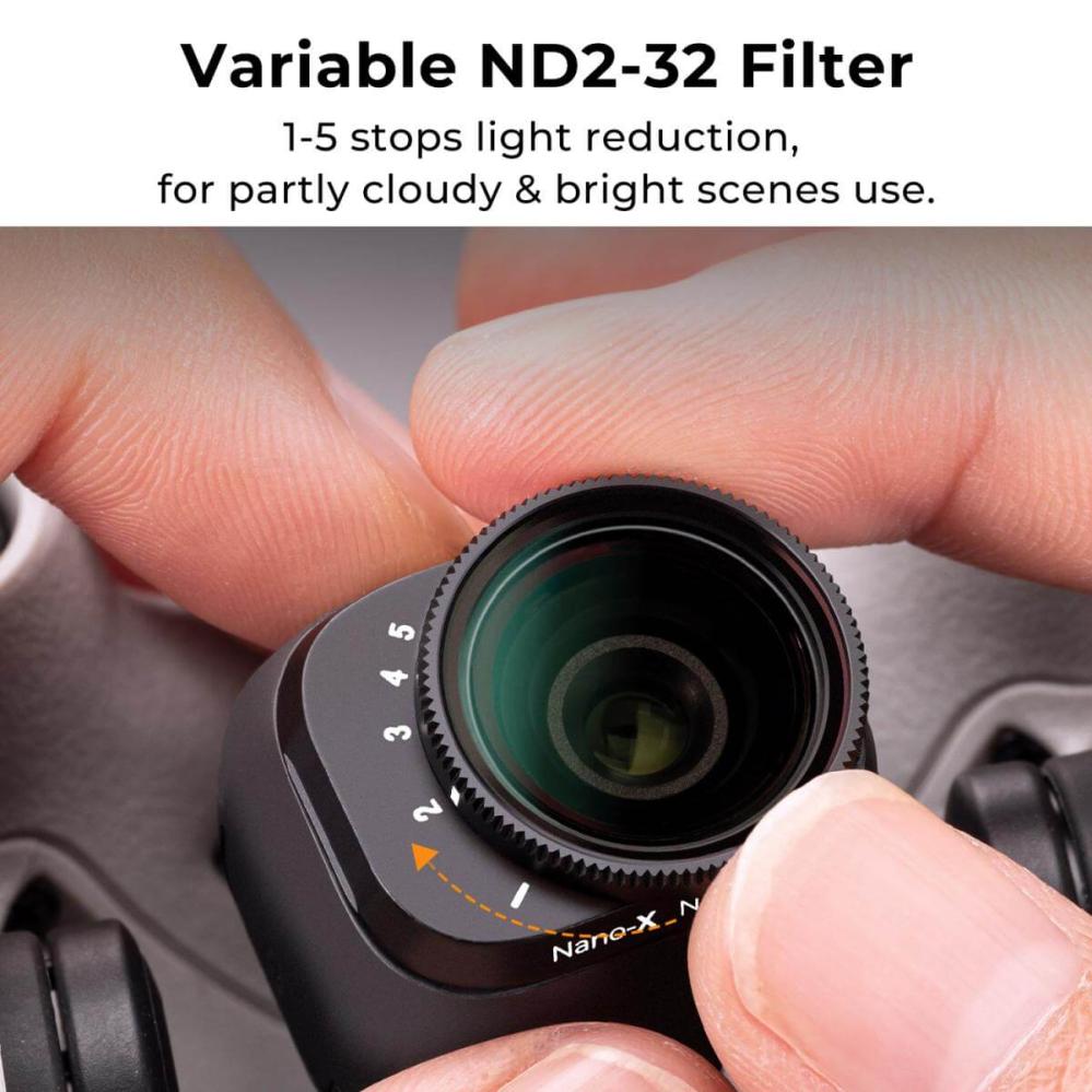 K&F Concept variabelt ND-filter ND2–ND32 1–5 stop til DJI Mini 3 Pro & Mini 3