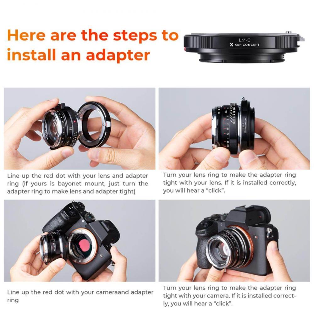 K&F Concept Objektivadapter till Leica M objektiv för Sony E kamerahus