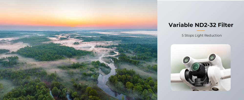 K&F Concept variabelt ND-filter ND2–ND32 1–5 stop til DJI Mini 3 Pro & Mini 3