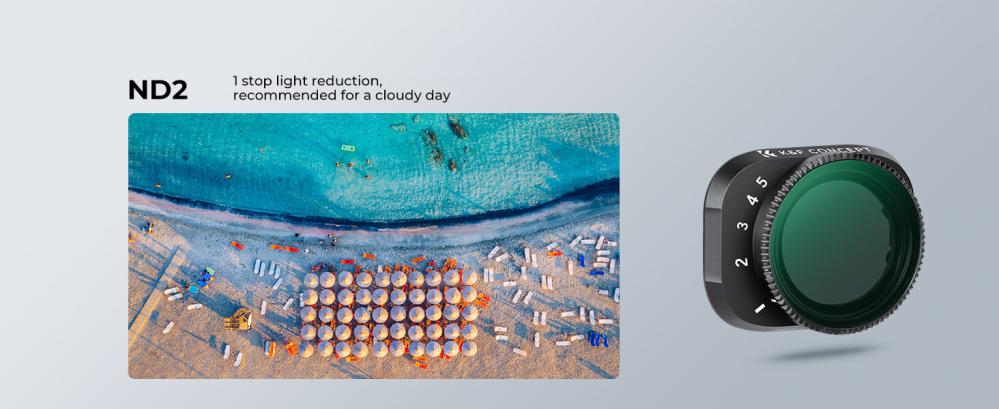 K&F Concept variabelt ND-filter ND2–ND32 1–5 stop til DJI Mini 3 Pro & Mini 3