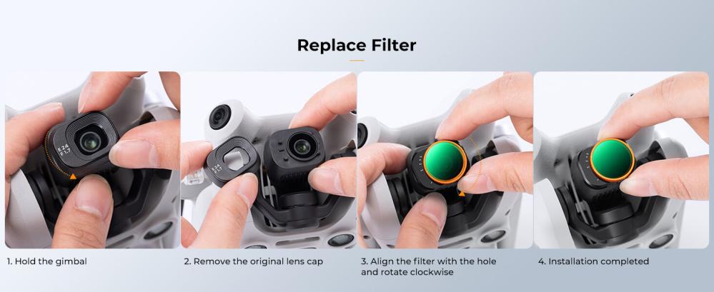 K&F Concept 4-pak filterkit til DJI Mini 4 Pro: UV, CPL, ND2–32, ND32–512