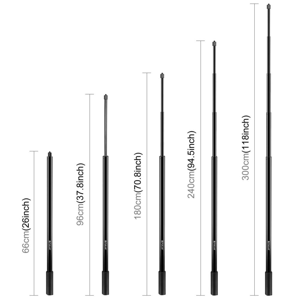 Puluz Selfiepinne 300cm utdragsbar för kamera/mobil/actionkamera av metall