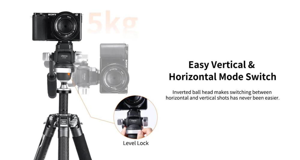Ulanzi EH-09 Videohuvud inverterad för stativ med spak