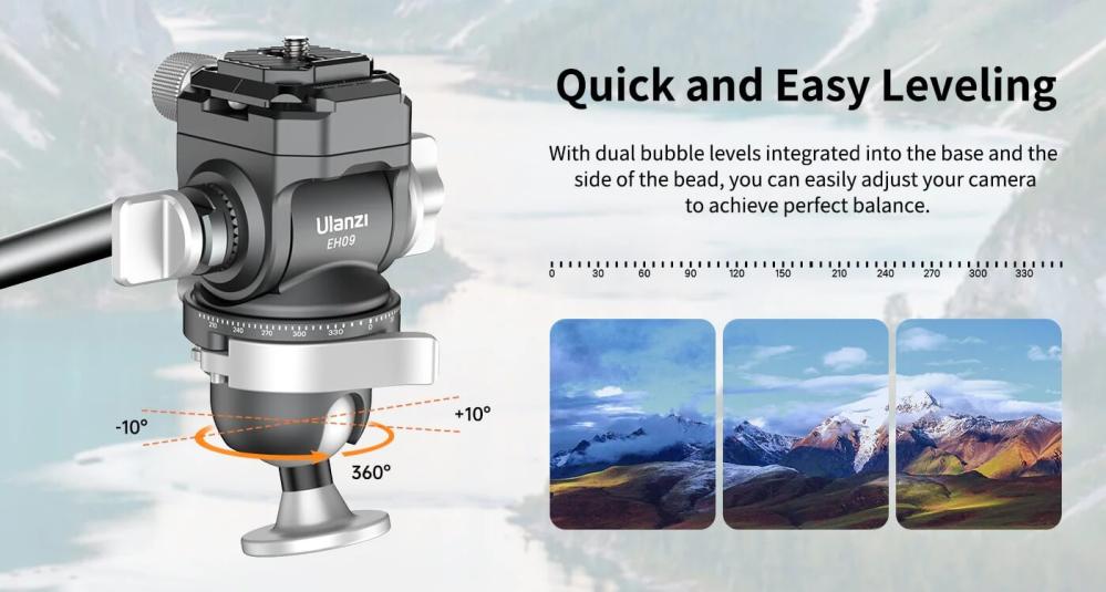 Ulanzi EH-09 Videohuvud inverterad för stativ med spak