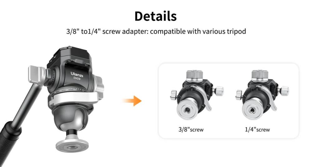 Ulanzi EH-09 Videohuvud inverterad för stativ med spak