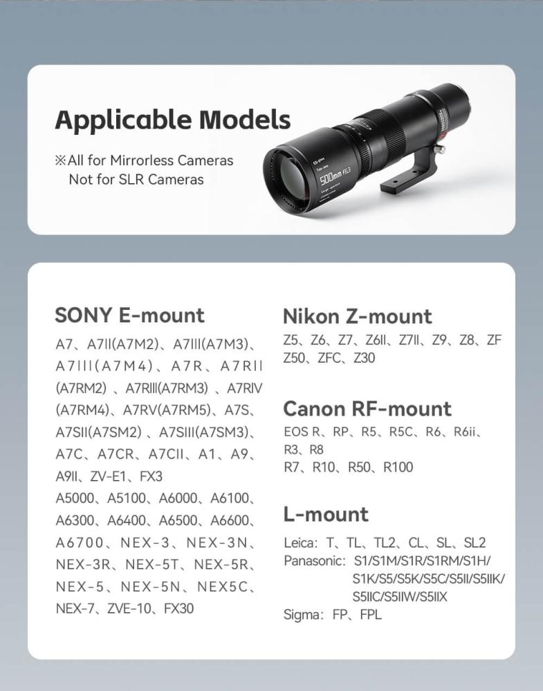 TTArtisan 500mm f/6,3 til Fujifilm X (full-frame)