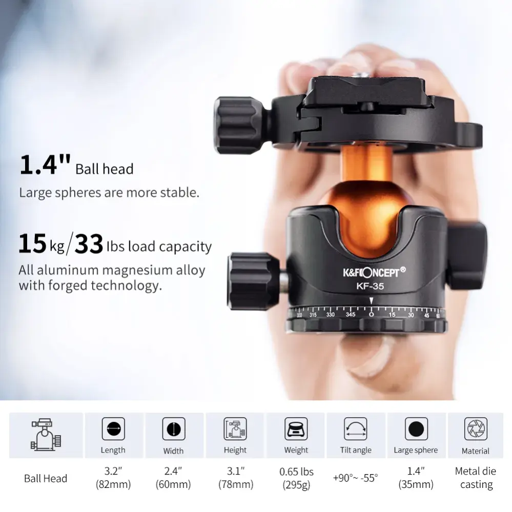 K&F Concept Kamerastativ av kolfiber 177cm 15 kg