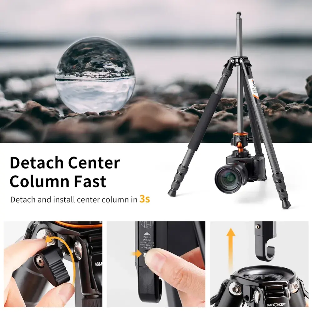 K&F Concept Kamerastativ av kolfiber 177cm 15 kg