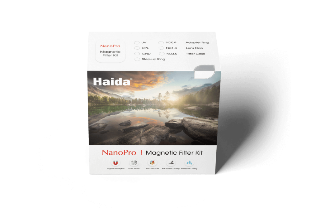 Haida NanoPro 82 mm magnetisk filterpakke ND1000 ND64 CPL UV 3x Step-Up