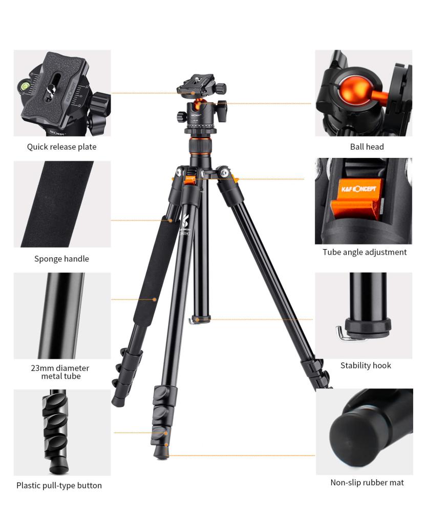 K&F Concept Kamerastativ med Panorama kulled 177cm 15kg