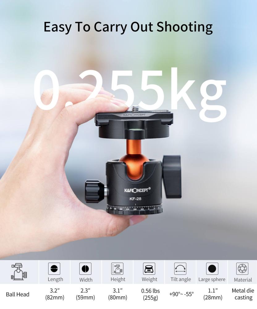K&F Concept Kamerastativ med Panorama kulled 177cm 15kg