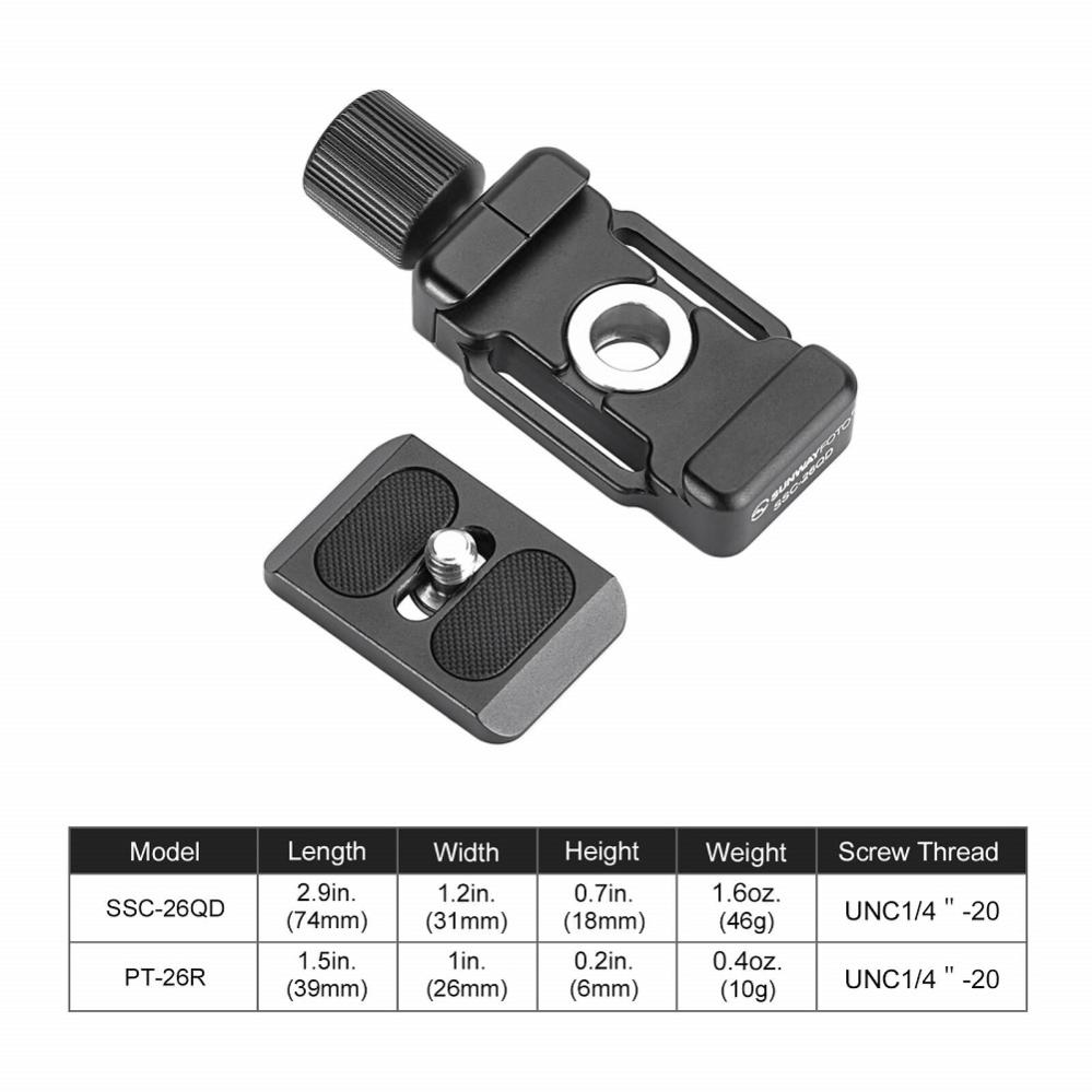 Sunwayfoto PT-26R Kameraplatta till fäste SSC-26QD
