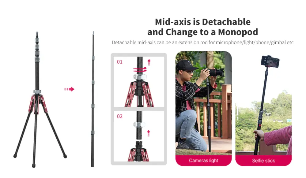 Ulanzi MT-49 – Portabelt kolfiberstativ för belysning och kamera