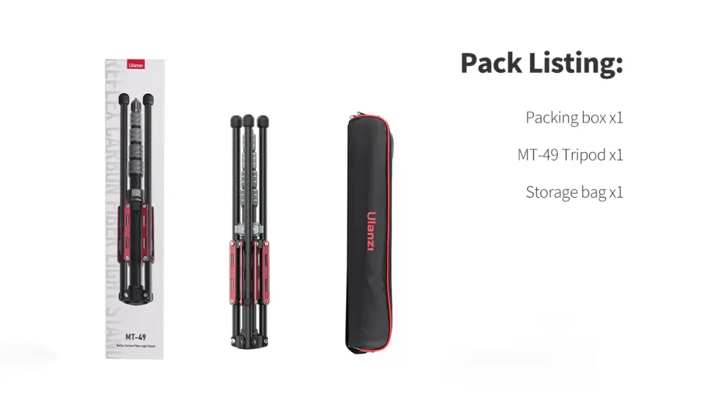 Ulanzi MT-49 – Portabelt kolfiberstativ för belysning och kamera