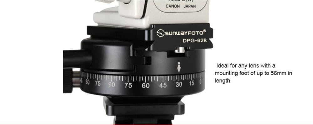 Sunwayfoto DPG-62R hurtigplade 62 mm Arca-Swiss med kantstøtte
