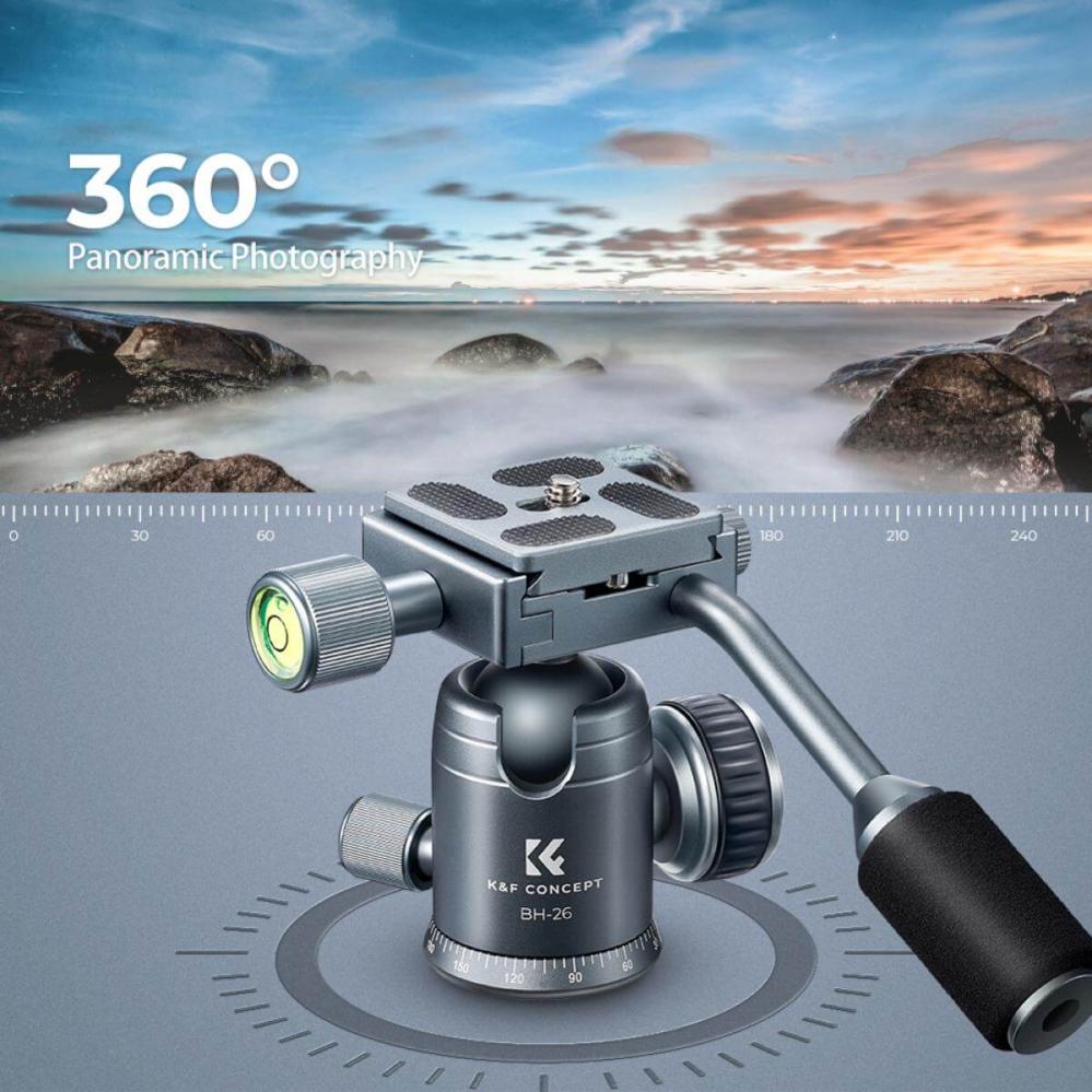 K&F Concept BH-26 Kuglehoved med panorama-indeksering med håndtag