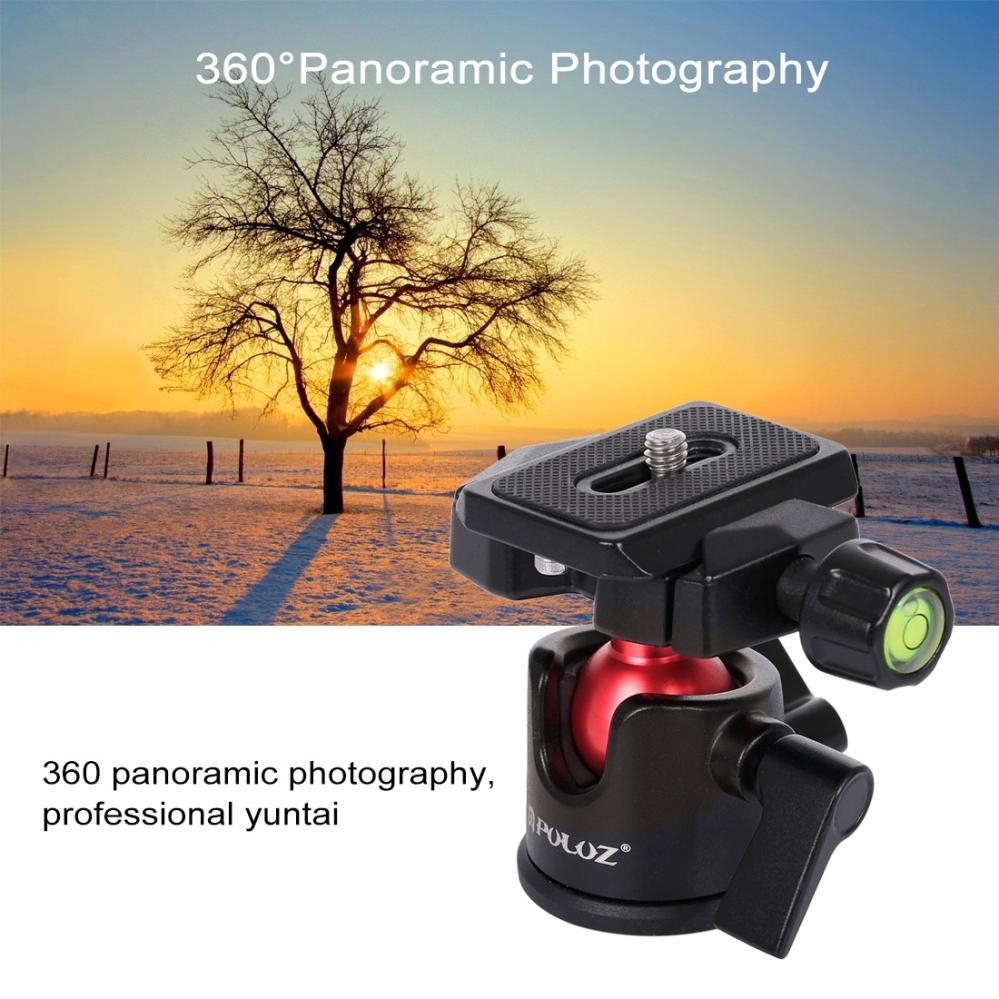 Puluz Roterbart kulledshuvud 360 grader med snabbplatta för DSLR