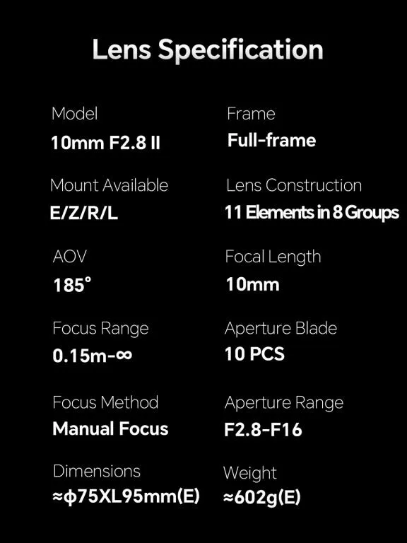 7Artisans 10mm f/2,8 Mark II vidvinkelobjektiv til Nikon Z (fullformat)