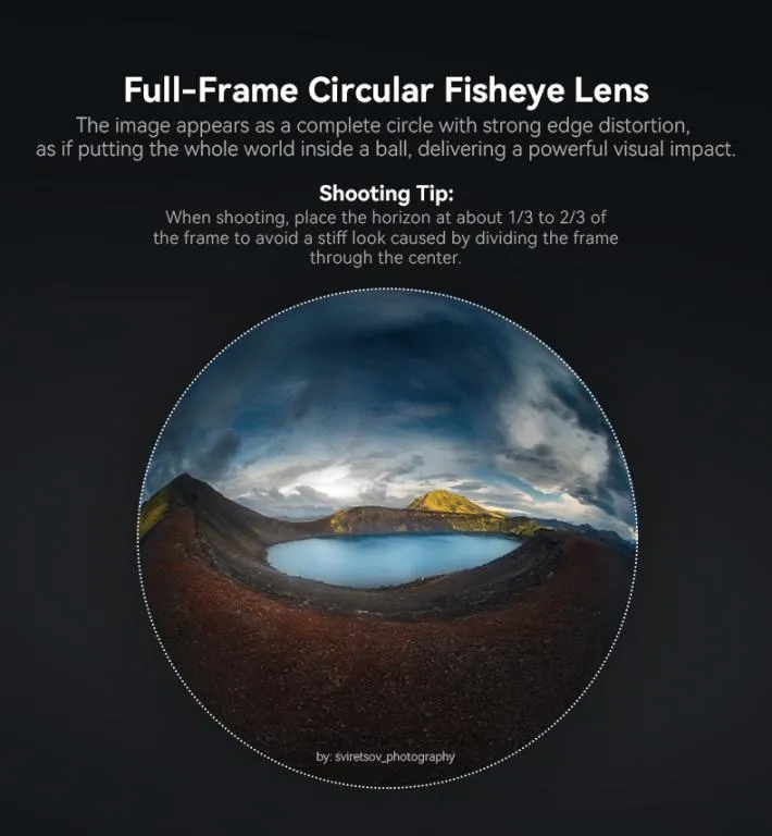 AstrHori 6mm f/2,8 Fisheye til Canon RF (fullformat, cirkulært billede)