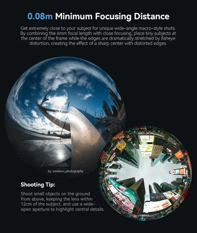 AstrHori 6mm f/2,8 Fisheye til Canon RF (fullformat, cirkulært billede)