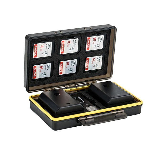 JJC Batteri & minneskortask 6xSD olika batterimodeller