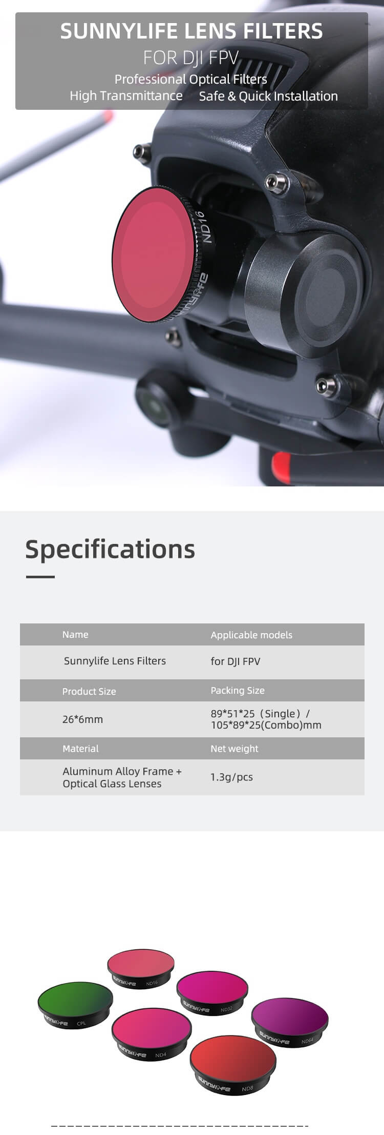 Sunnylife ND4-filter til DJI FPV