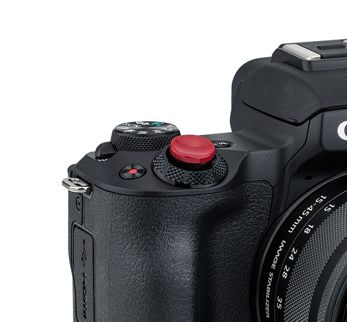 JJC självhäftande mjuk avtrycksknapp – mörkröd konkav