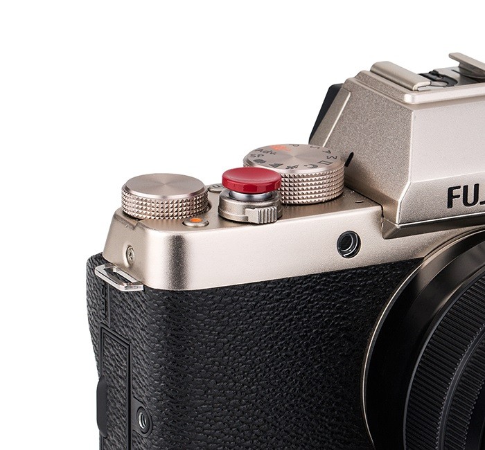 JJC självhäftande mjuk avtrycksknapp – mörkröd konkav