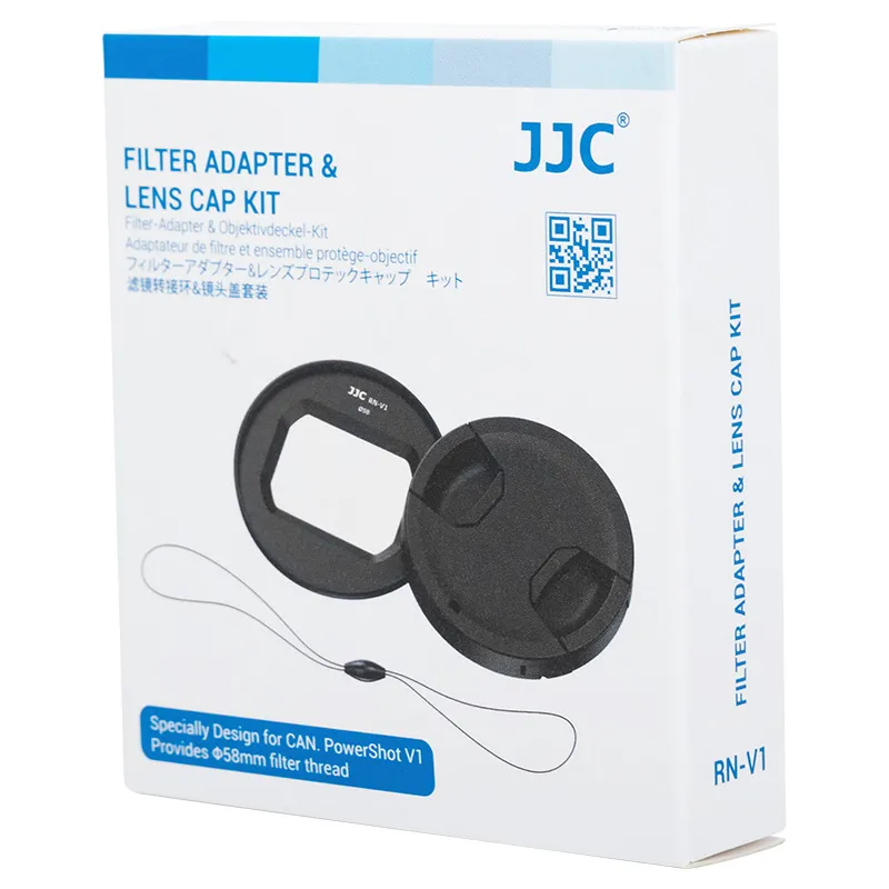 JJC 2-i-1 filteradapter 58 mm og objektivdæksel til Canon PowerShot V1