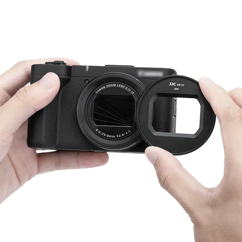 JJC 2-i-1 filteradapter 58 mm og objektivdæksel til Canon PowerShot V1