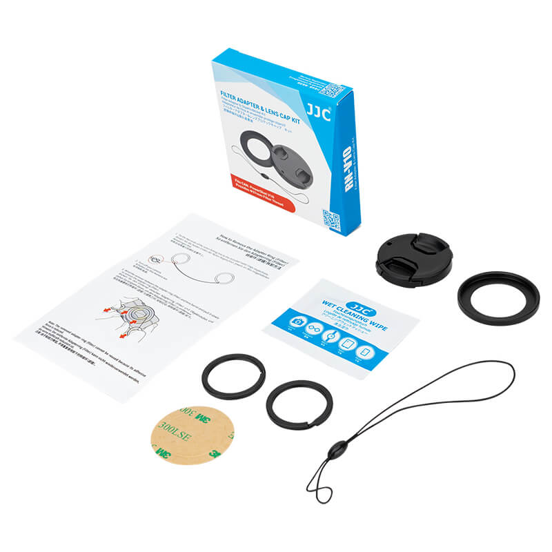 JJC 2-i-1 filteradapter 37 mm og objektivdæksel til Canon PowerShot V10