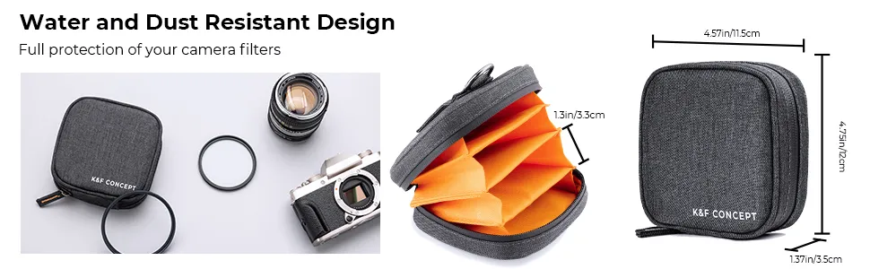 K&F Concept filteretui til 4 kamerafiltre op til 95 mm