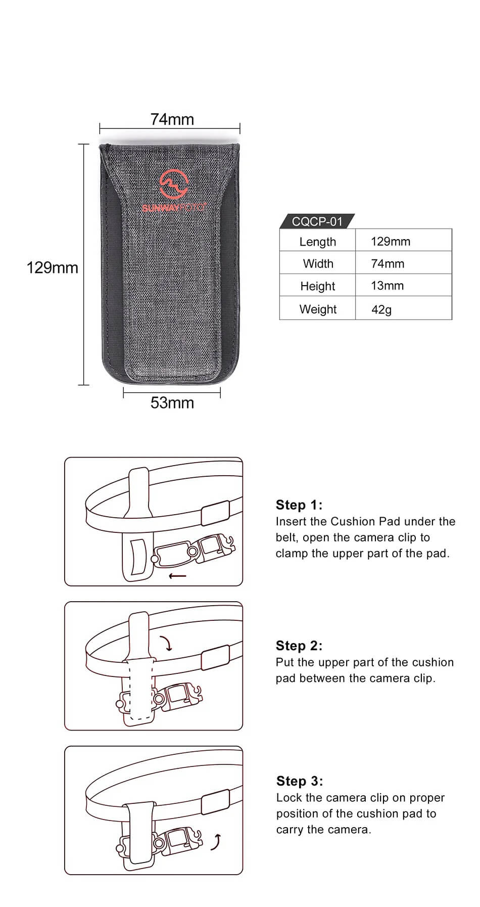 Sunwayfoto CQCP-01 Fästdyna för kamerahölster/Camera Clip