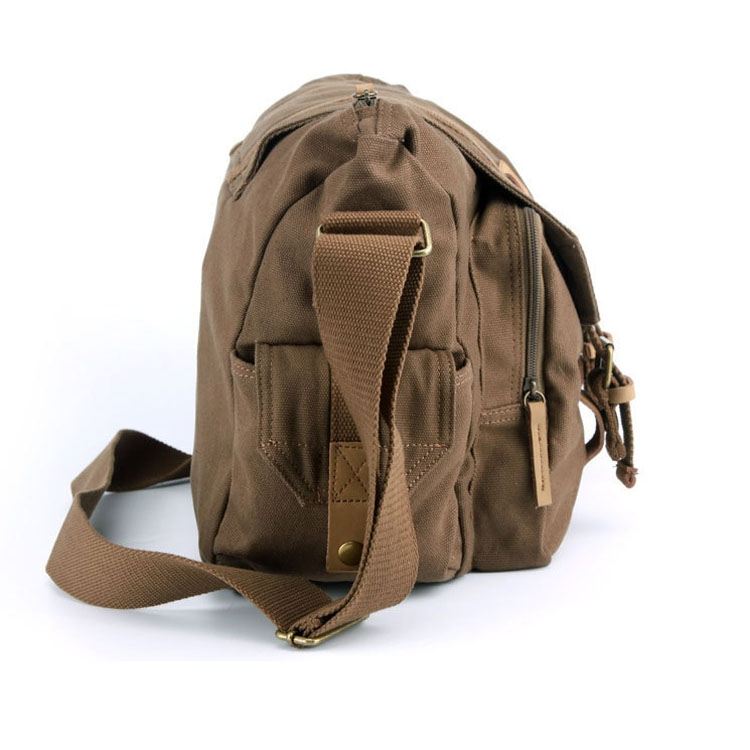 Caden Axelväska för kameran i canvas kaffe 38x18x23cm