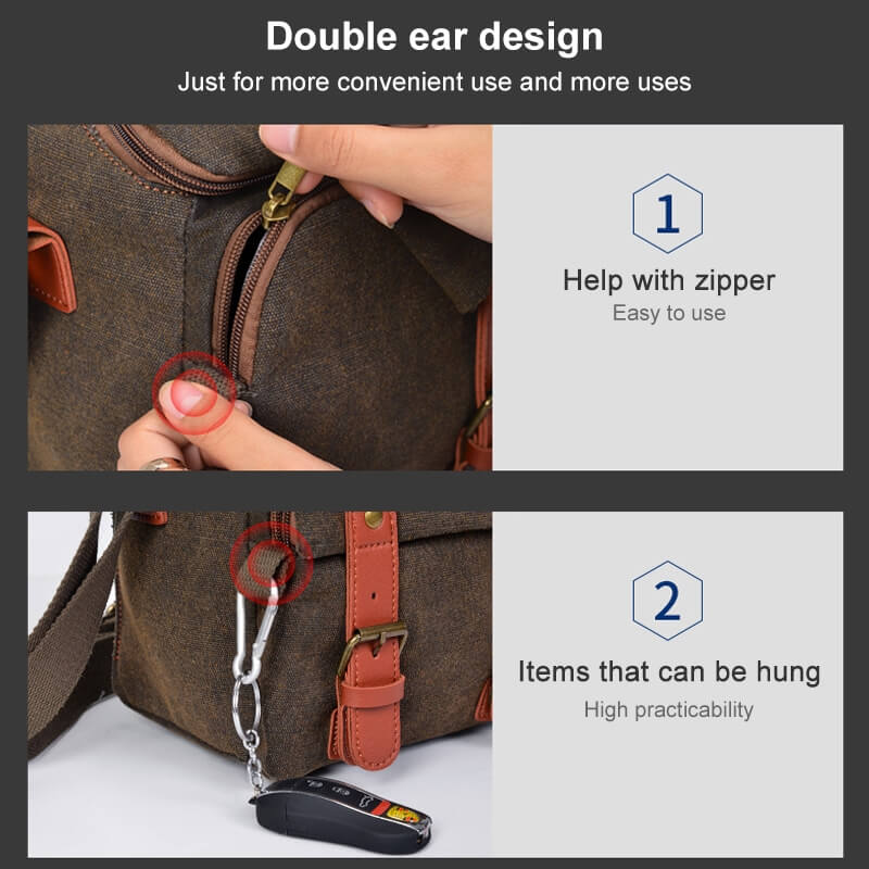 Caden N1 Kameraväska retromodell canvas kaffe 18x12.5x21cm