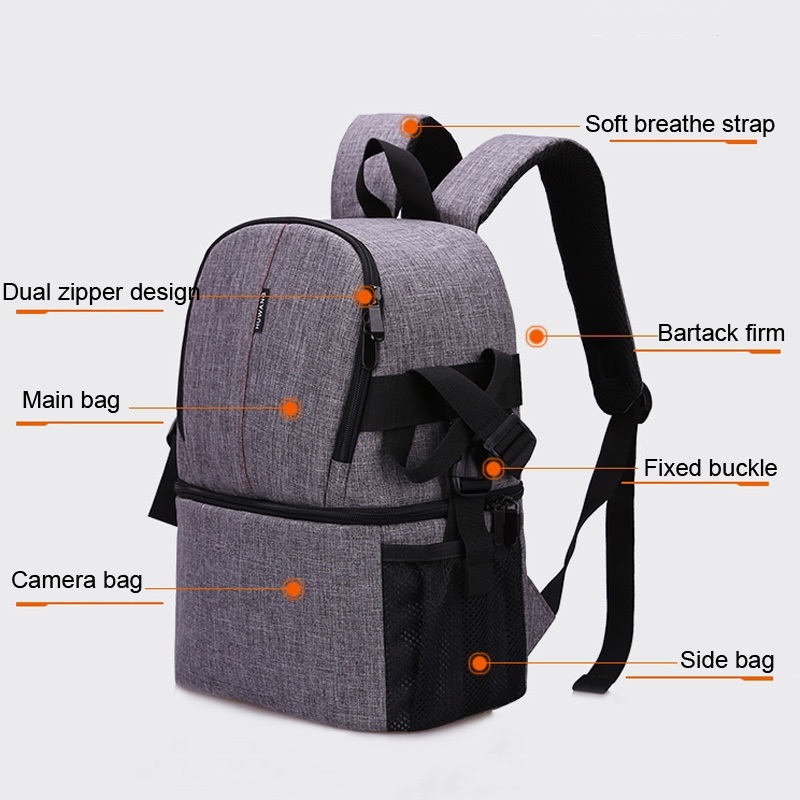 Huwang Multifunktionell ryggsäck för kameran