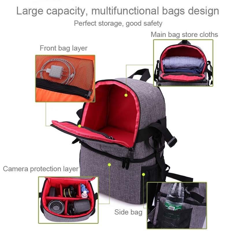 Huwang Multifunktionell ryggsäck för kameran