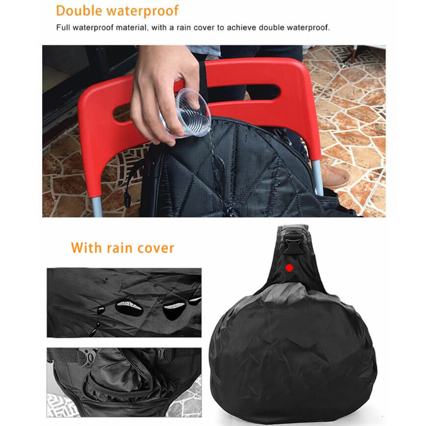 Caden Kameraväska svart med axelrem & regnskydd