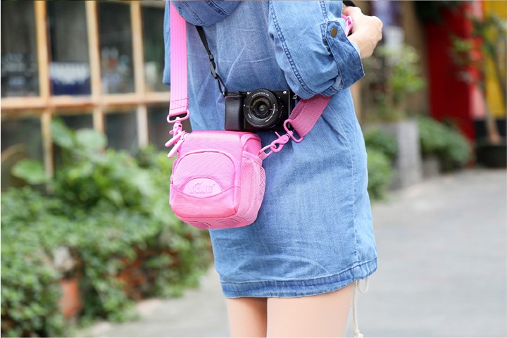 Kiwifotos KCC-001 kameraväska rosa för spegellösa kameror