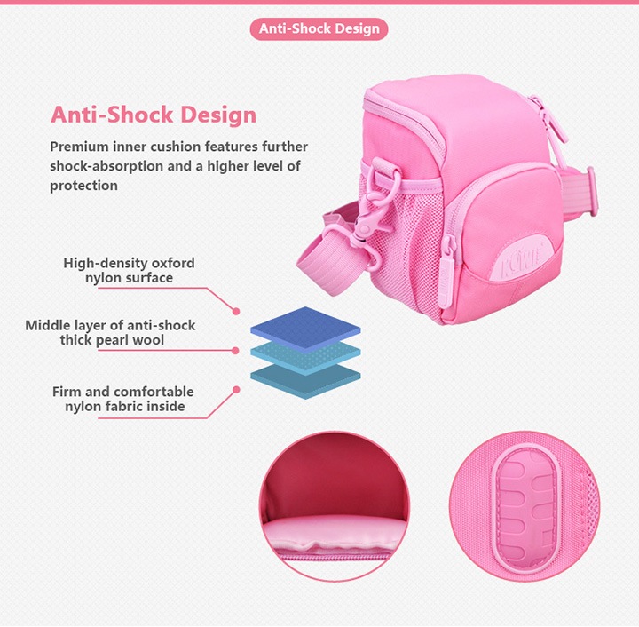 Kiwifotos KCC-001 kameraväska rosa för spegellösa kameror