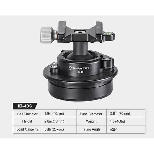 Sunwayfoto IB-40S Lågprofilskulled för Picatinny/Nato-fästen & Arca Swiss