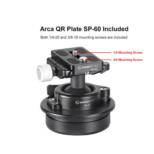 Sunwayfoto IB-40S Lågprofilskulled för Picatinny/Nato-fästen & Arca Swiss