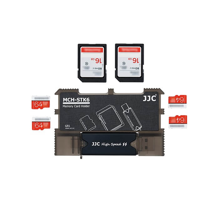 JJC Minneskorthållare & kortläsare för 2xSD 4XMSD