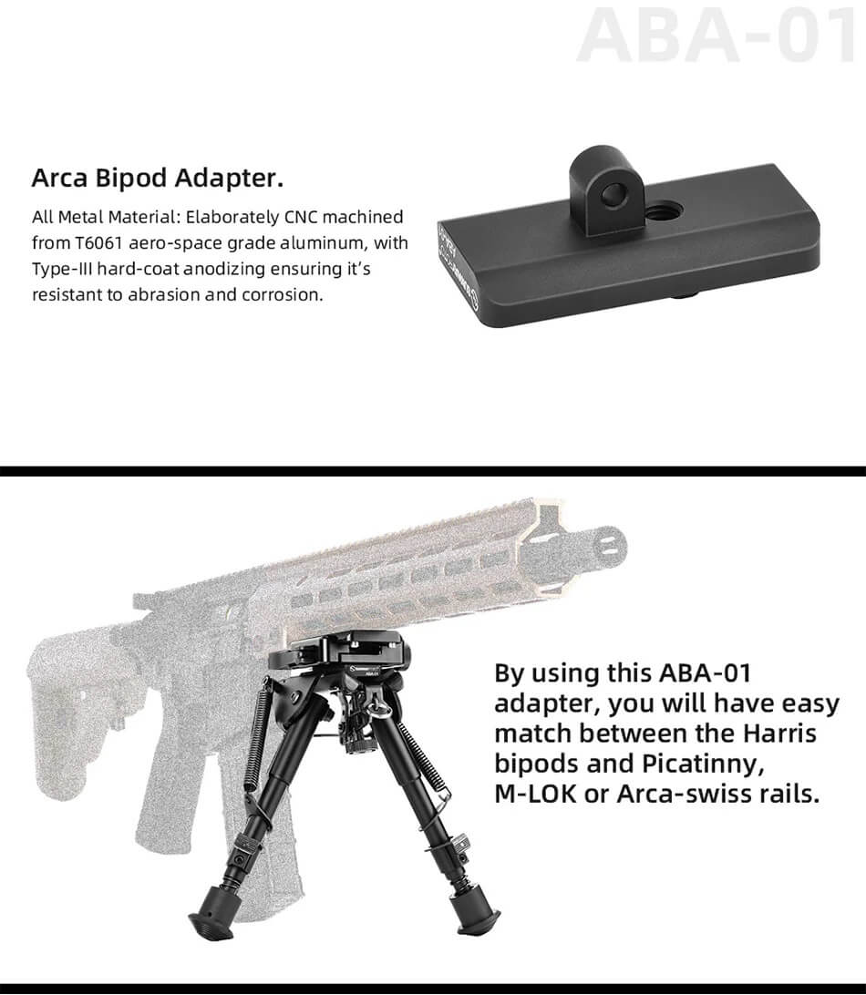 Sunwayfoto ABA-01 Harris bipod-adapter til Arca-Swiss-klemme