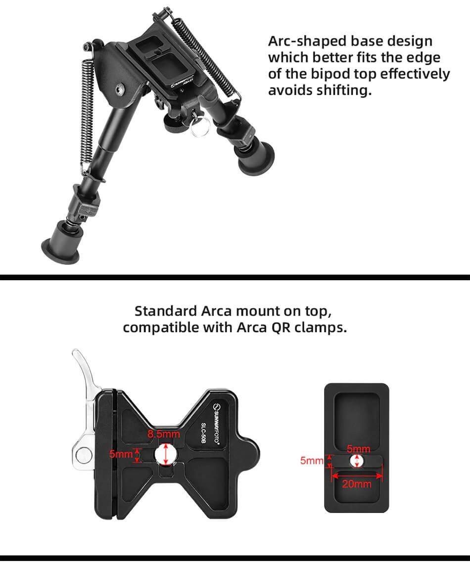 Sunwayfoto ABA-01 Harris bipod-adapter til Arca-Swiss-klemme