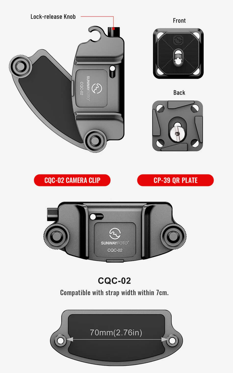 Sunwayfoto CQC-01 Kamerahölster med fäste & Arca platta