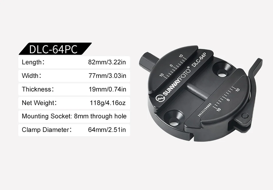 Sunwayfoto DLC-64PC Arca hurtigfæste 64mm