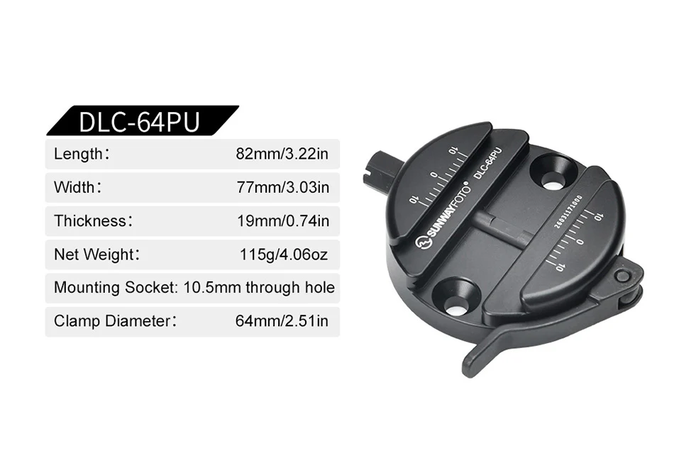 Sunwayfoto DLC-64PC Arca hurtigfæste 64mm